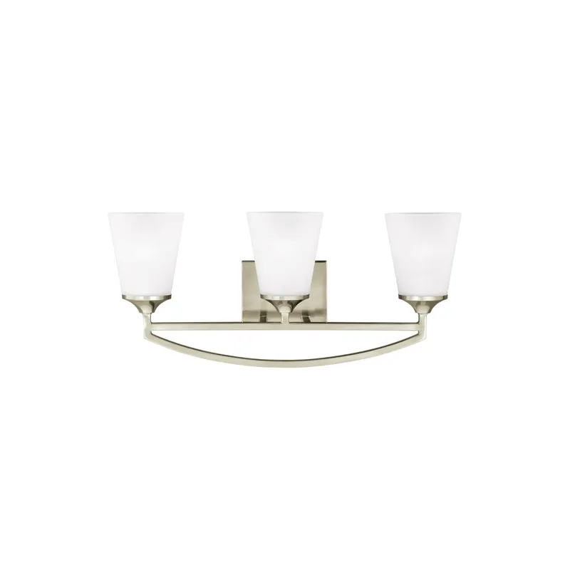 Hanford Three Light Wall / Bath LED Transitional Fixture 23.9375" Width 10.5" Height Steel Round Satin Etched Shade in Brushed Nickel