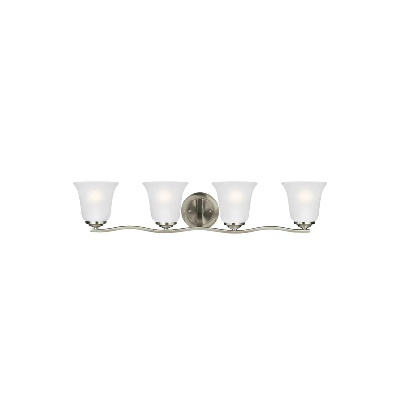 Emmons Four Light Wall / Bath LED Traditional Fixture 31.875" Width 6.25" Height Steel Round Satin Etched Shade in Brushed Nickel