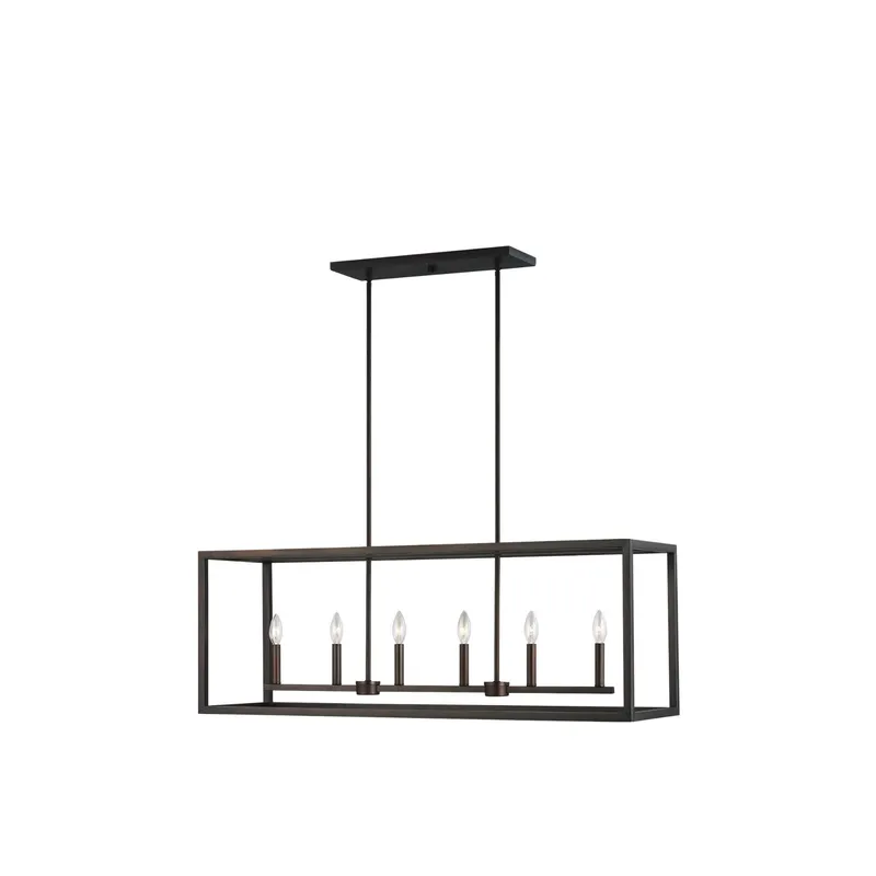 Moffet Street Six Light Island Pendant Transitional Chandelier 12" Width 15" Height Steel in Bronze