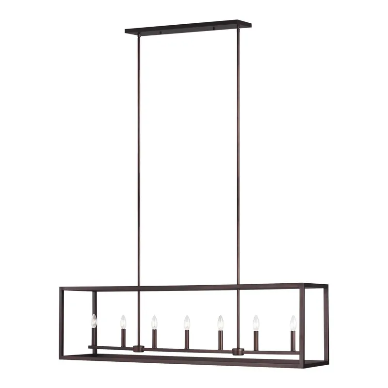 Moffet Street Long Seven Light Island Pendant Transitional Chandelier 12" Width 15" Height Steel in Bronze