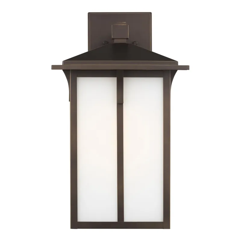 Tomek Large One Light Outdoor Wall Lantern Transitional Fixture 10.5" Width 18" Height Aluminum Rectangular Etched / White Inside Shade in Antique Bronze