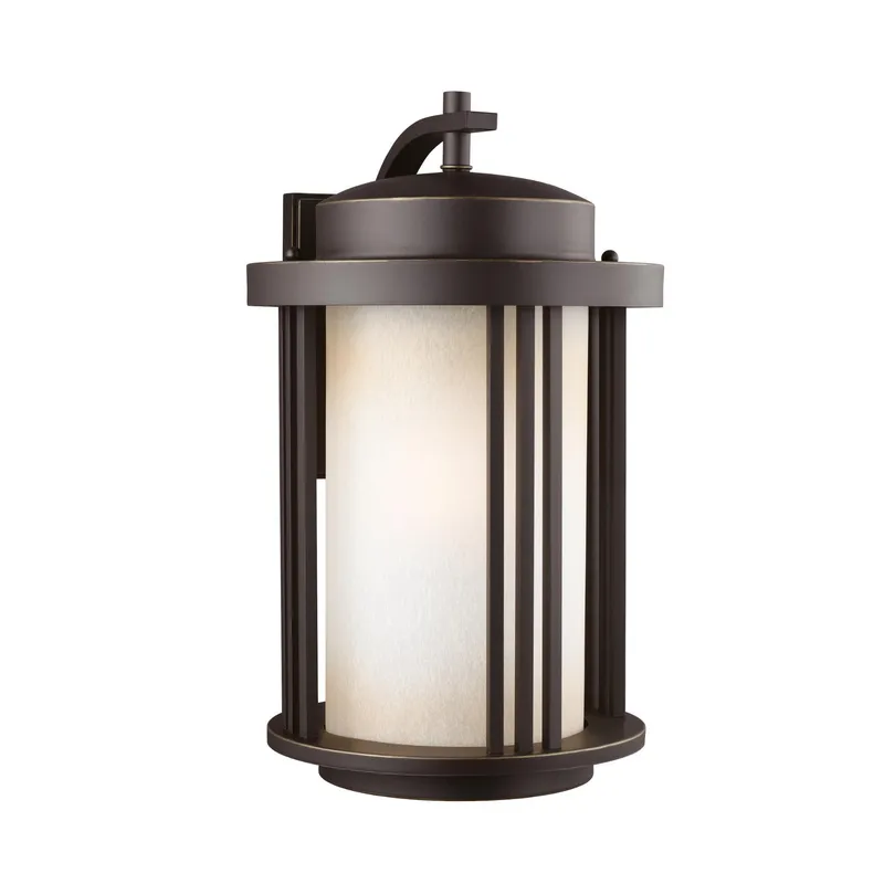 Crowell Large One Light Outdoor Wall Lantern LED Contemporary Fixture Dark Sky 12" Width 19.5625" Height Aluminum Round Creme Parchment Shade in Antique Bronze