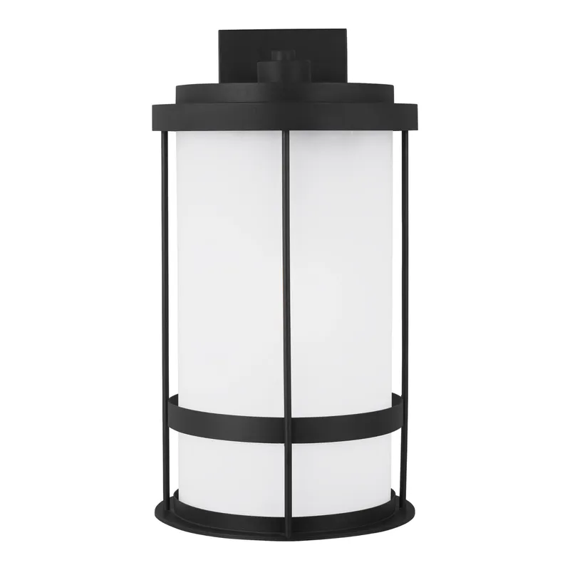 Wilburn Extra Large One Light Outdoor Wall Lantern LED Transitional Fixture Dark Sky 12.625" Width 24" Height Aluminum Round Satin Etched Shade in Black