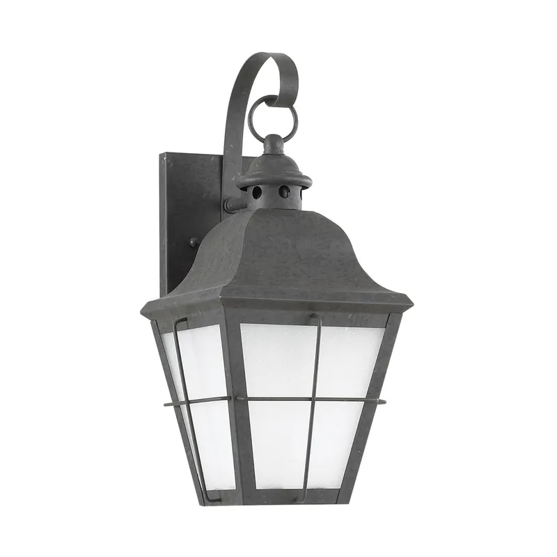 Chatham One Light Outdoor Wall Lantern LED Traditional Fixture 6.75" Width 14.5" Height Brass Frosted Seeded Shade in Oxidized Bronze