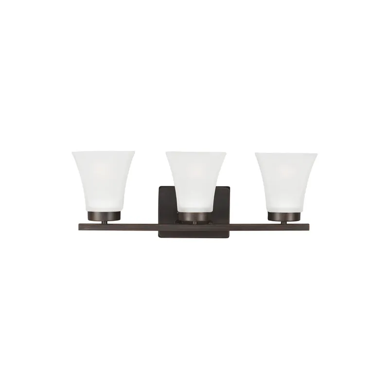 Bayfield Three Light Wall / Bath Contemporary Fixture 20" Width 7.75" Height Steel Square Satin Etched Shade in Bronze