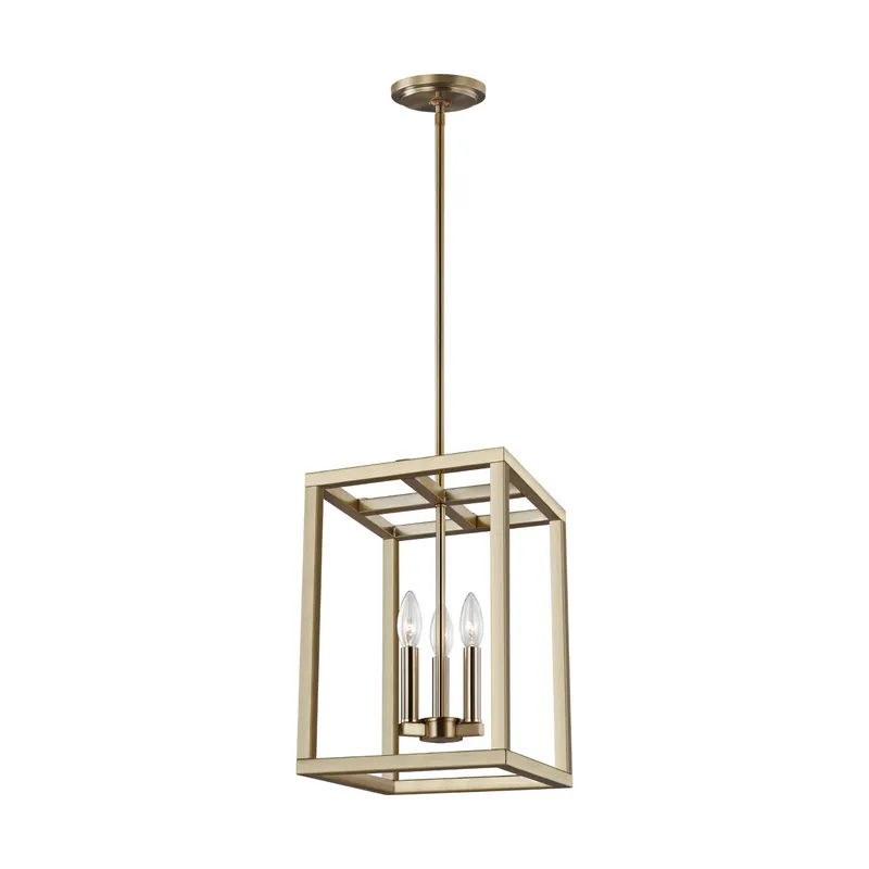 Moffet Street Small Three Light Hall / Foyer Transitional Pendant 10.5" Width 15" Height Steel in Satin Brass