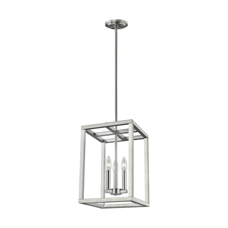 Moffet Street Small Three Light Hall / Foyer Transitional Pendant 10.5" Width 15" Height Steel in Brushed Nickel