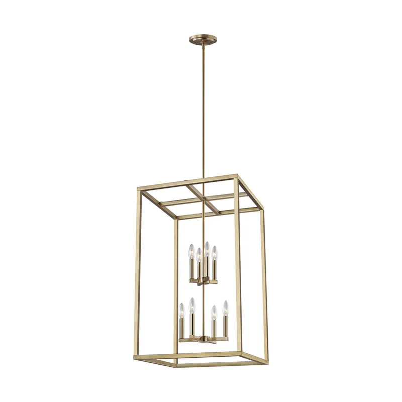 Moffet Street Large Eight Light Hall / Foyer Transitional Pendant 19" Width 31.125" Height Steel in Satin Brass