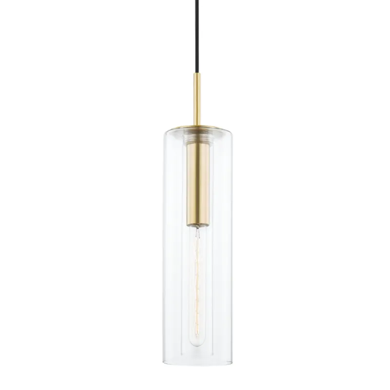 Belinda 1-Light Pendant in Aged Brass 4.75W x 18H
