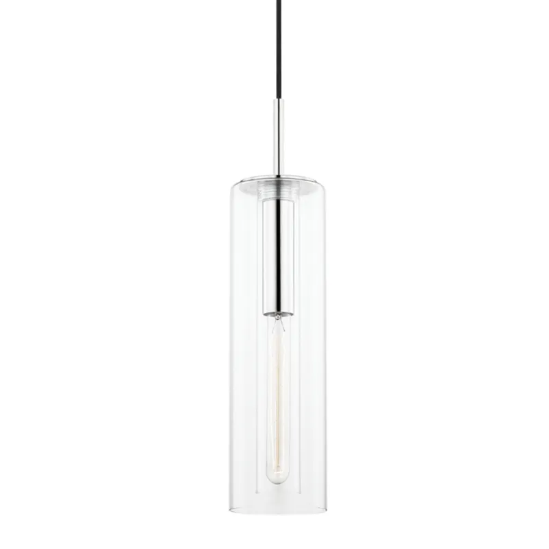 Belinda 1-Light Pendant in Polished Nickel 4.75W x 18H