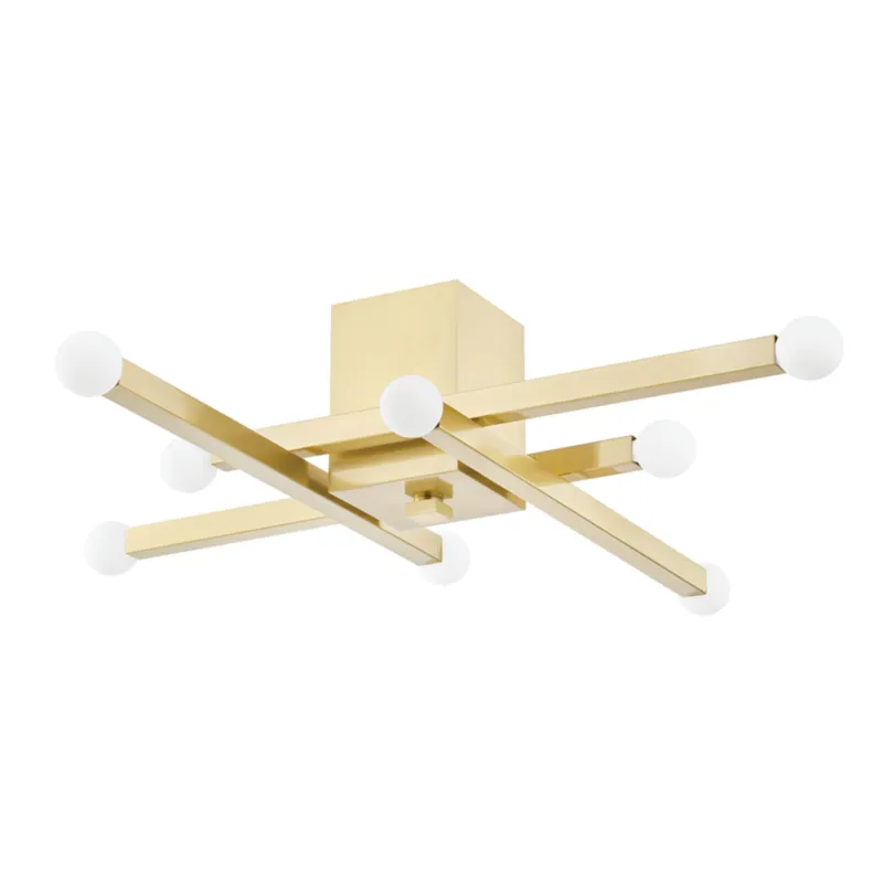 Dona 8-Light Flush Mount in Aged Brass 32W x 7H