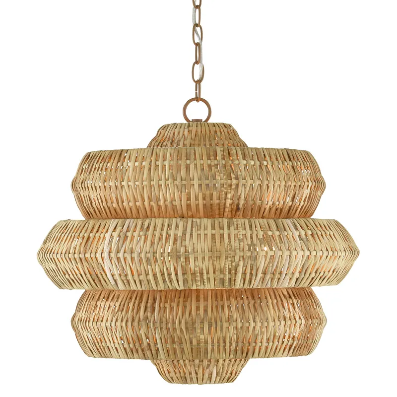Antibes Small Natural Chandelier - Khaki/Natural Rattan