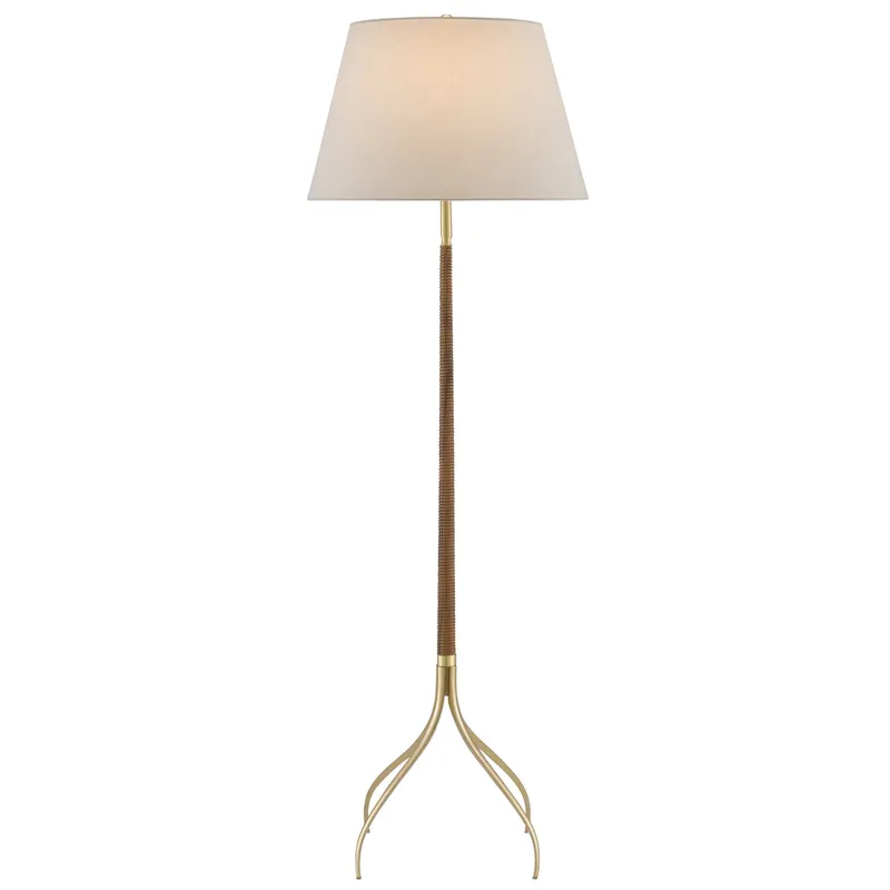 Circus Brass Floor Lamp - Natural/Wood/Brushed Brass