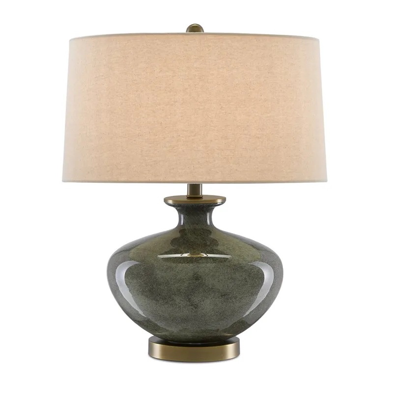 Greenlea Gray Table Lamp - Dark Gray/Moss Green/Antique Brass