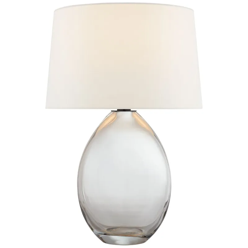 Chapman & Myers Myla Medium Wide Table Lamp in Clear Glass with Linen Shade W19" x H27"