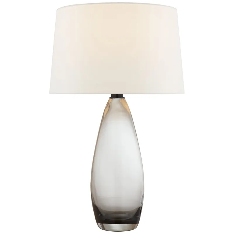 Chapman & Myers Myla Large Tall Table Lamp in Smoked Glass with Linen Shade W18.25" x H29.25"