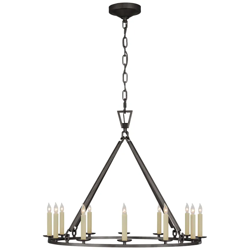 Chapman & Myers Darlana Medium Single Ring Chandelier in Aged Iron Ceiling Light W30" x H24.5"