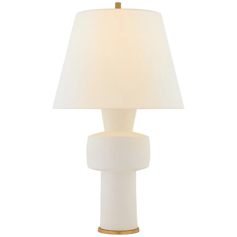 Christopher Spitzmiller Eerdmans Medium Table Lamp in Sandy White with Linen Shade W17" x H29"