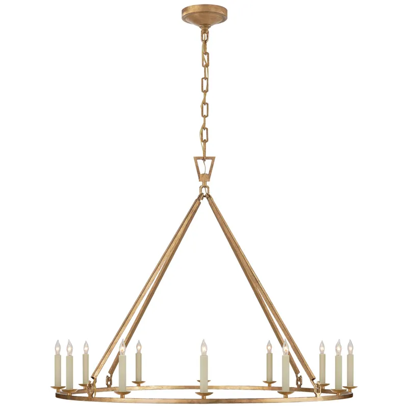 Chapman & Myers Darlana Large Single Ring Chandelier in Gilded Iron Ceiling Light W40" x H31.5"
