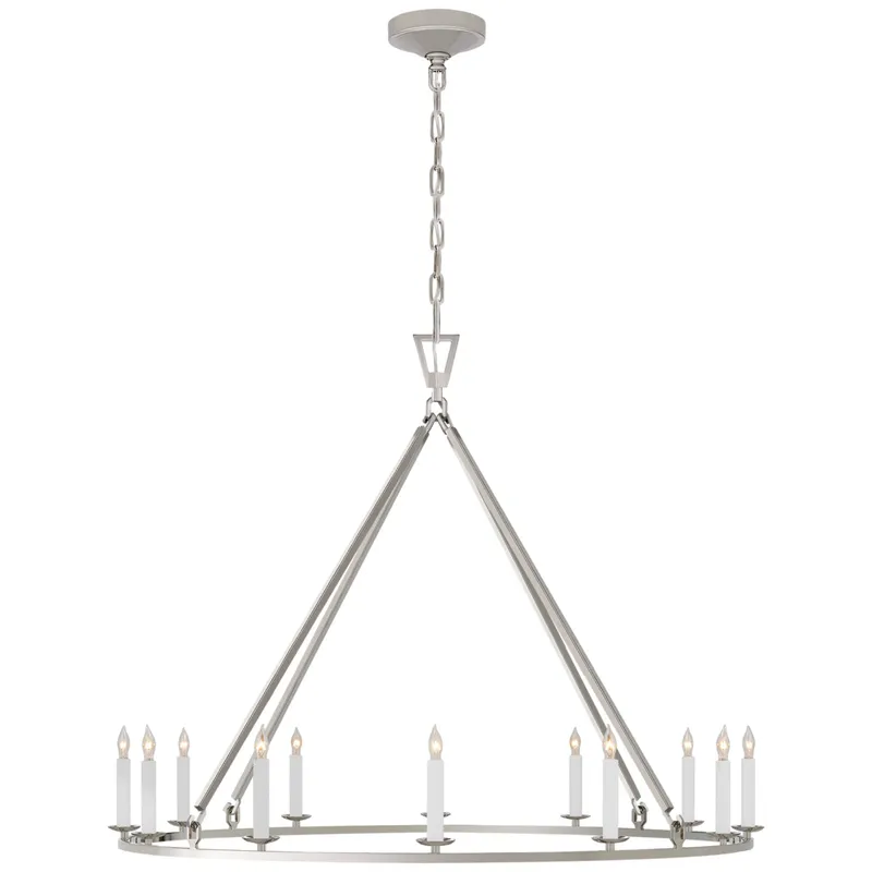 Chapman & Myers Darlana Large Single Ring Chandelier in Polished Nickel Ceiling Light W40" x H31.5"