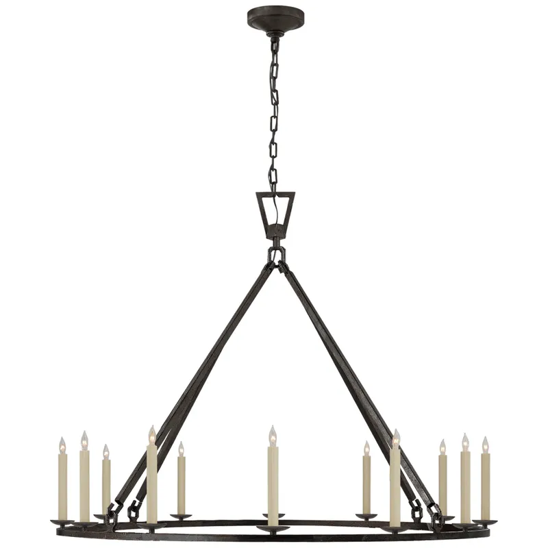 Chapman & Myers Darlana Extra Large Single Ring Chandelier in Aged Iron Ceiling Light W50" x H38.75"
