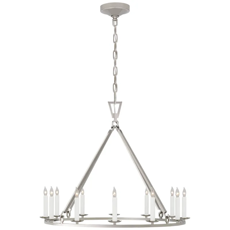 Chapman & Myers Darlana Medium Single Ring Chandelier in Polished Nickel Ceiling Light W30" x H24.5"