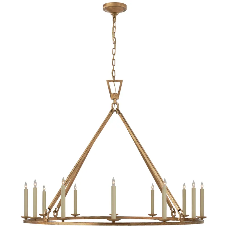 Chapman & Myers Darlana Extra Large Single Ring Chandelier in Gilded Iron Ceiling Light W50" x H38.75"
