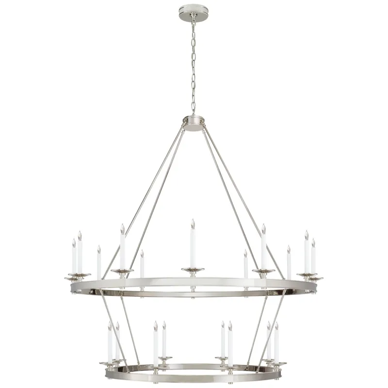 Chapman & Myers Launceton Grande Two Tiered Chandelier in Polished Nickel Ceiling Light W53.25" x H55"