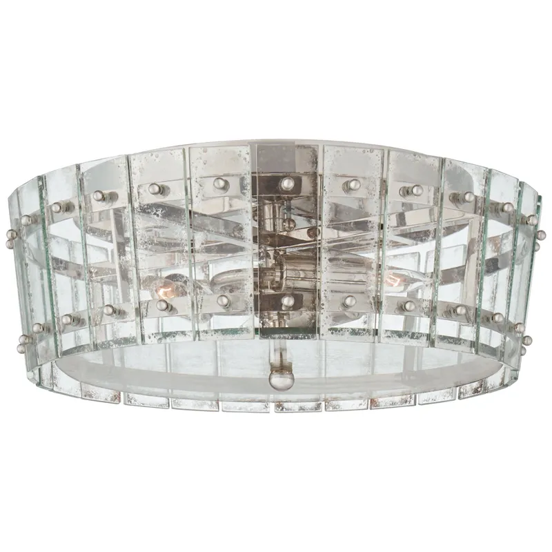 Carrier and Company Cadence Medium Single-Tier Flush Mount in Polished Nickel with Antique Mirror Ceiling Light W15.5" x H5.75"
