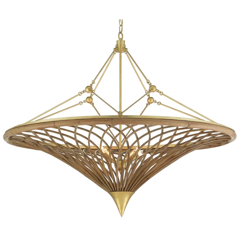 Gaborone Rattan Chandelier - Natural/Contemporary Gold Leaf