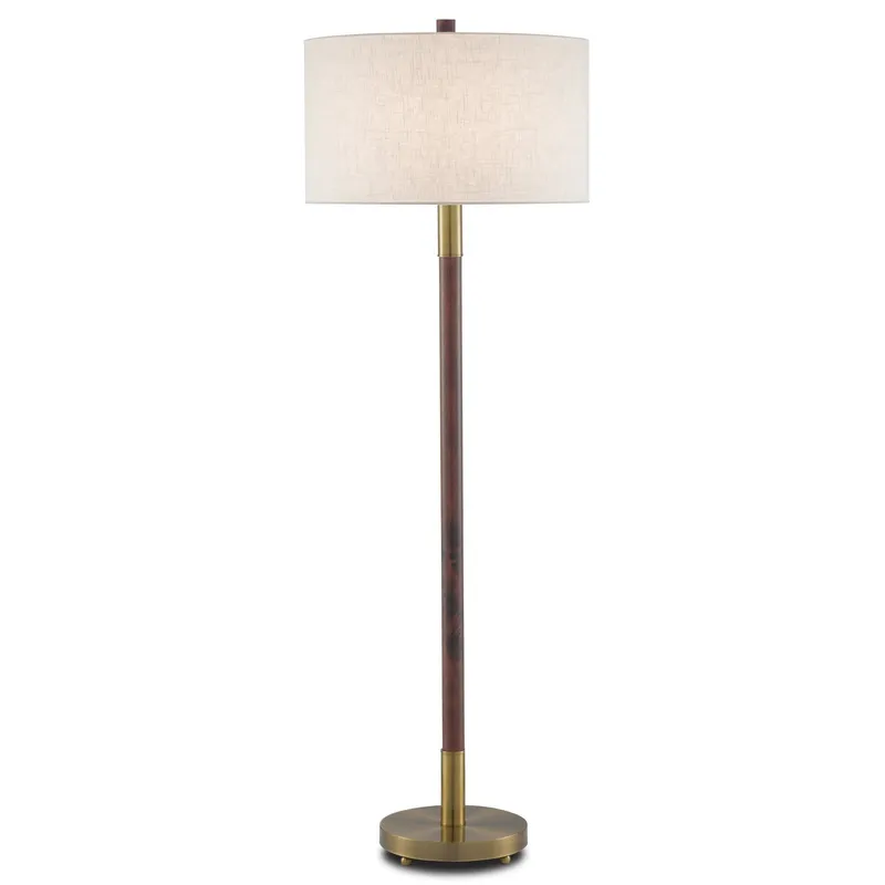 Bravo Mahogany Floor Lamp - Mahogany/Antique Brass