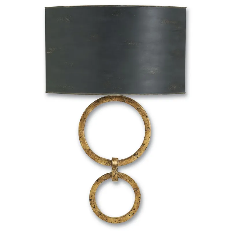 Bolebrook Black Wall Sconce, Black Shade - Gold Leaf
