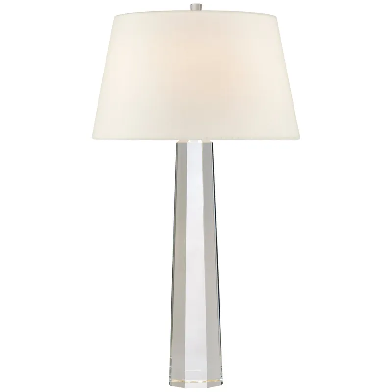 Chapman & Myers Octagonal Spire Large Table in Crystal with Linen Shade Table Lamp W17" x H31.5"