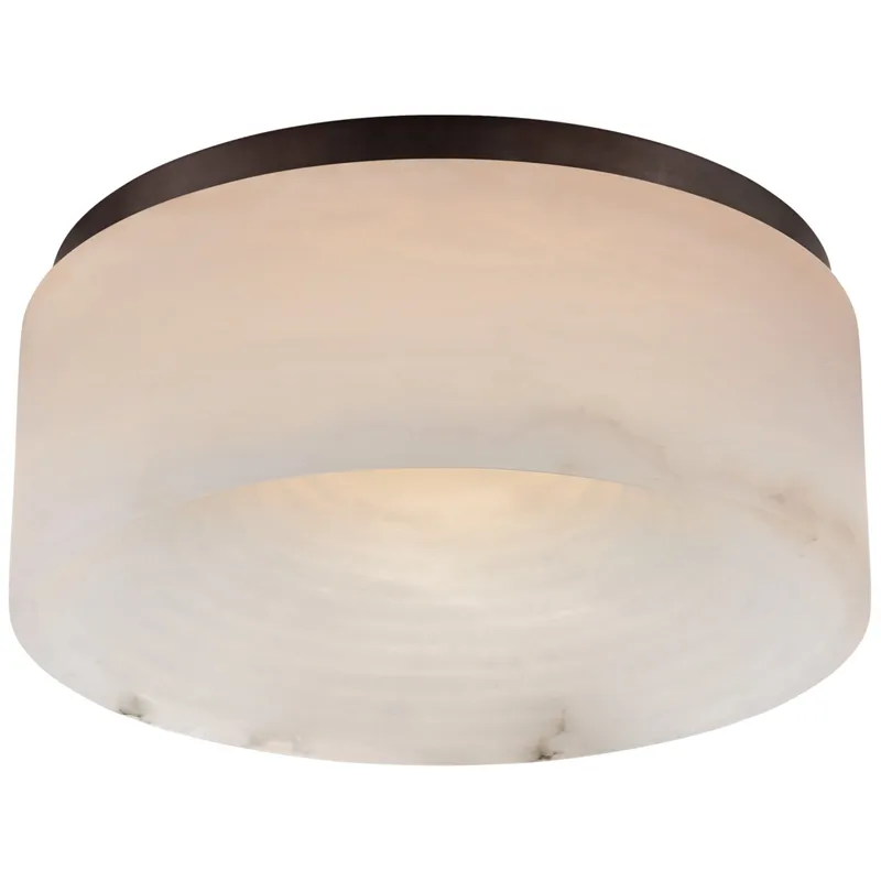 Kelly Wearstler Otto Medium Flush Mount in Bronze with Alabaster Ceiling Light W12" x H5"