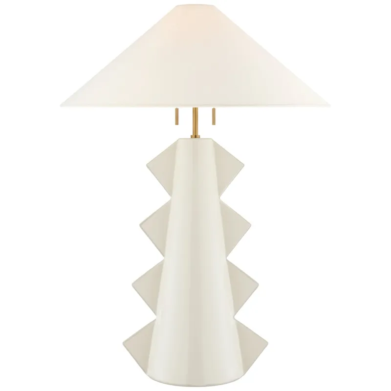 Kelly Wearstler Senso Large Table Lamp in Ivory with Linen Shade W24" x H33"