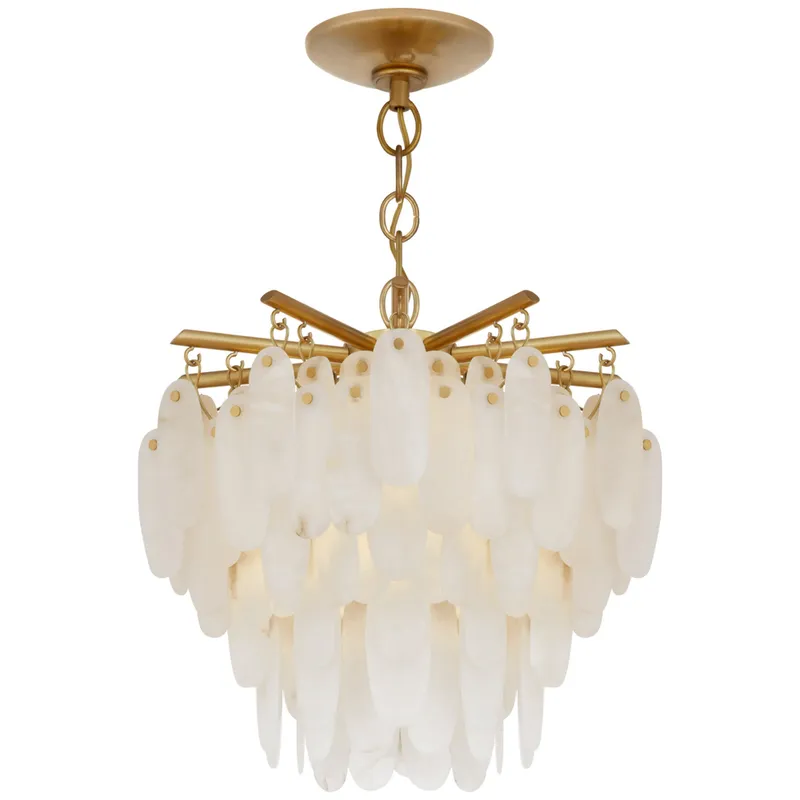 Chapman & Myers Cora Medium Semi-Flush Mount Chandelier in Antique-Burnished Brass with Alabaster Ceiling Light W18.75" x H17.75"