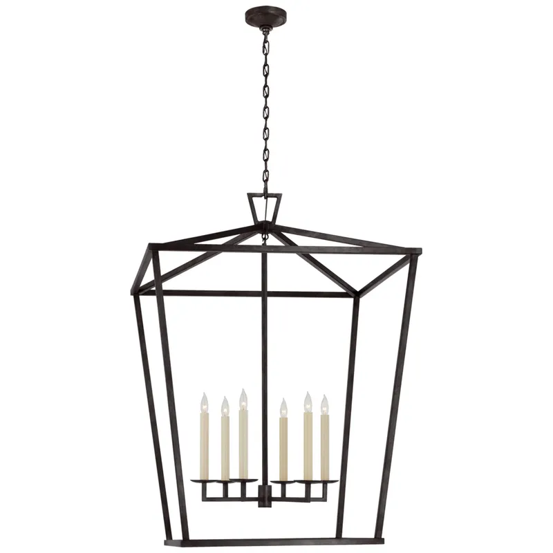 Chapman & Myers Darlana XXL Lantern in Aged Iron Ceiling Light W36" x H50.5"
