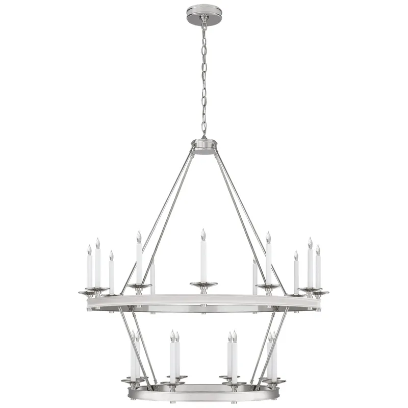 Chapman & Myers Launceton Large Two Tiered Chandelier in Polished Nickel Ceiling Light W43.25" x H47.5"