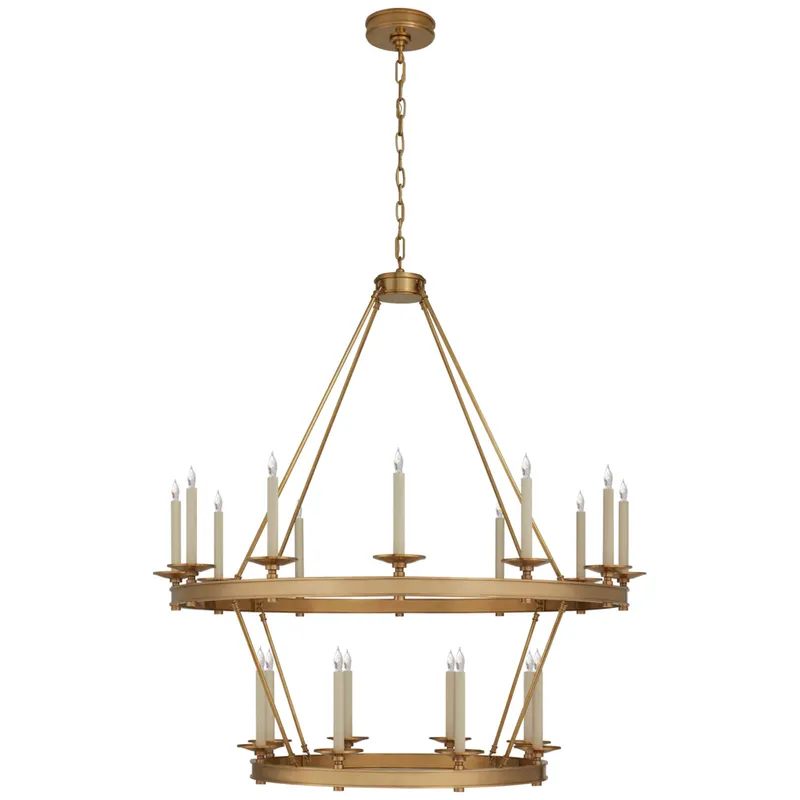 Chapman & Myers Launceton Large Two Tiered Chandelier in Antique-Burnished Brass Ceiling Light W43.25" x H47.5"