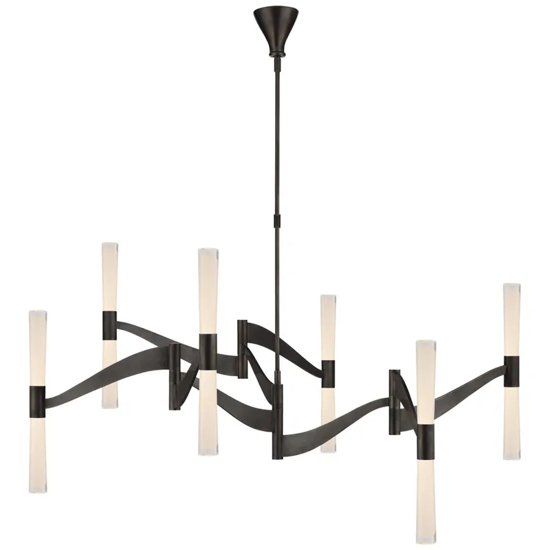 AERIN Brenta Grande Chandelier in Bronze with White Glass Ceiling Light W54.5"