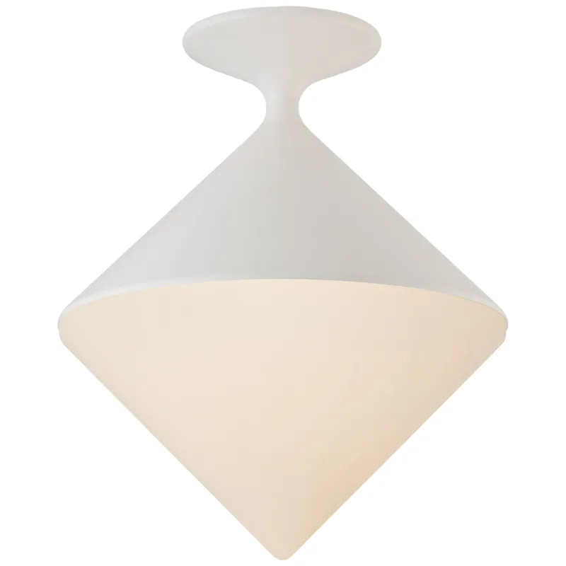 AERIN Sarnen Small Flush Mount in Matte White with White Glass Ceiling Light W13.25" x H15.75"