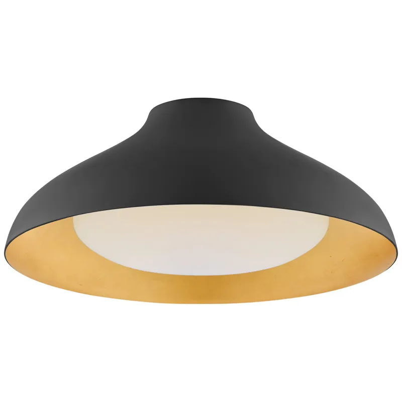 AERIN Agnes 18" Flush Mount in Matte Black with Soft White Glass Ceiling Light W18" x H7"