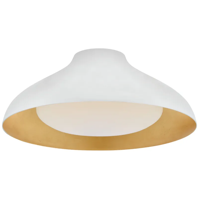 AERIN Agnes 18" Flush Mount in Plaster White with Soft White Glass Ceiling Light W18" x H7"