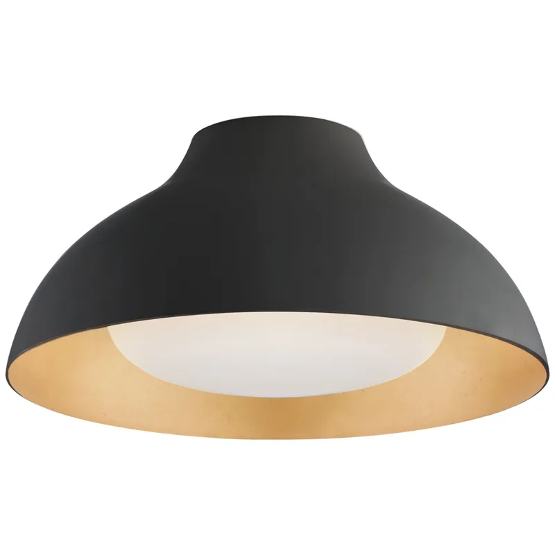 AERIN Agnes 15" Flush Mount in Matte Black with Soft White Glass Ceiling Light W15" x H7"