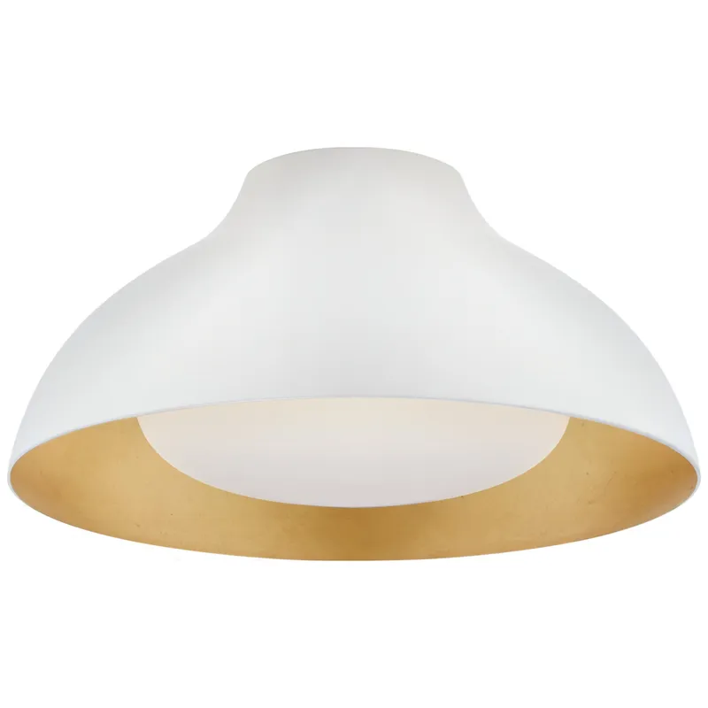 AERIN Agnes 15" Flush Mount in Plaster White with Soft White Glass Ceiling Light W15" x H7"