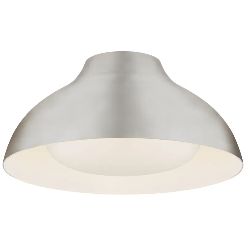 AERIN Agnes 15" Flush Mount in Burnished Silver Leaf with Soft White Glass Ceiling Light W15" x H7"