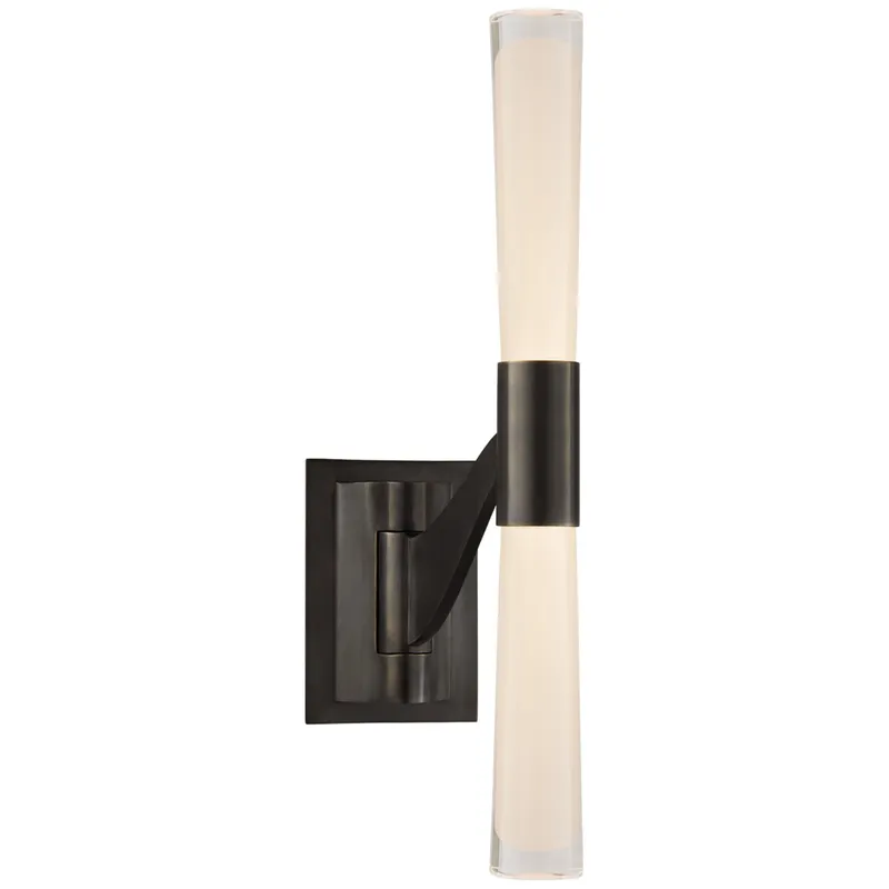 AERIN Brenta Single Articulating Sconce in Bronze with White Glass Wall Light W4.25" - 8.5" x H18.5"