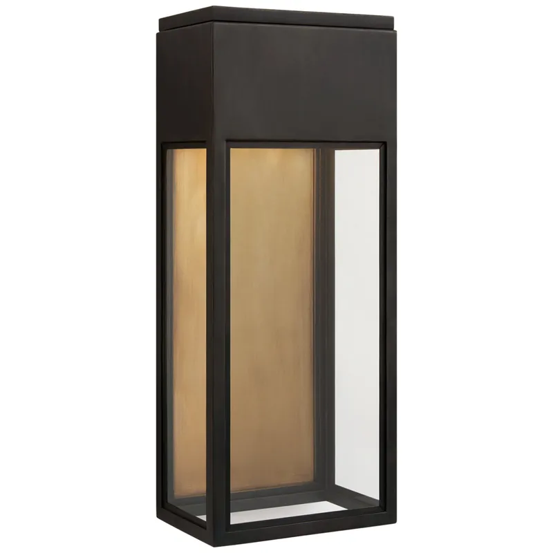 Chapman & Myers Irvine Medium 3/4 Wall Lantern in Bronze with Clear Glass Outdoor Lighting W8" x H19.5"