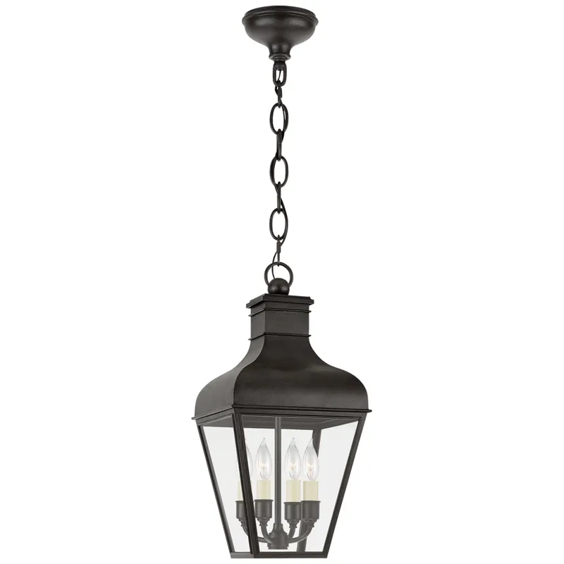Chapman & Myers Fremont Small Hanging Lantern in French Rust with Clear Glass Outdoor Lighting W9.75" x H20"