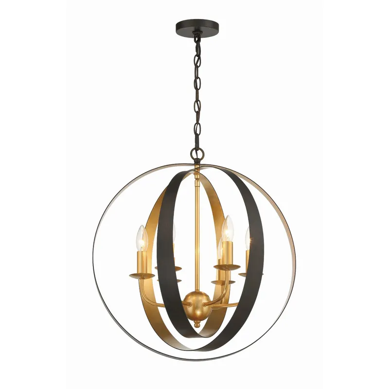 Luna 21'' English Bronze + Antique Gold Chandelier Bronze 21"W x 23"H x 21"D